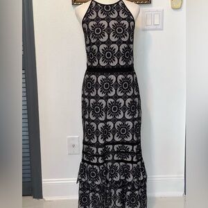 Banana Republic Black Strapless Floral Dress